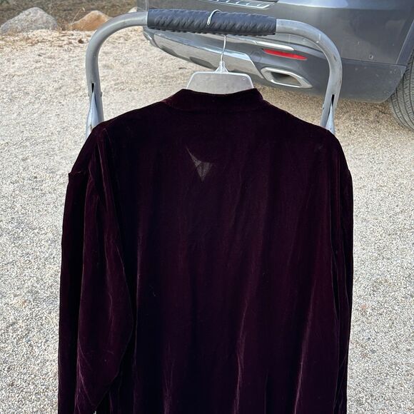 Elizabeth by Liz Claiborne Velvet Top Women's Size 22 Maroon Long Sleeve - Picture 8 of 11